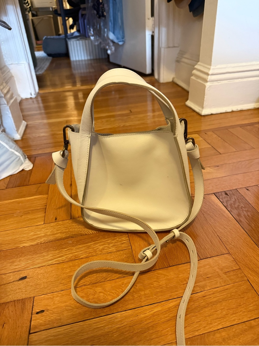 Madewell Cream Leather Crossbody Purse
